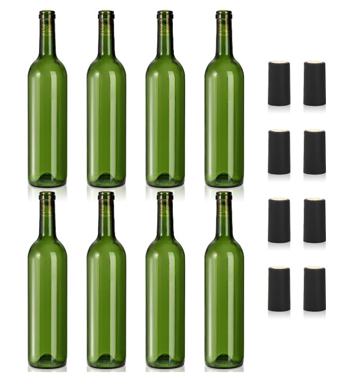 Green Glass Wine Bottle 750 Ml Empty Glass Liquor Bottle Round Shape with Hot Stamping