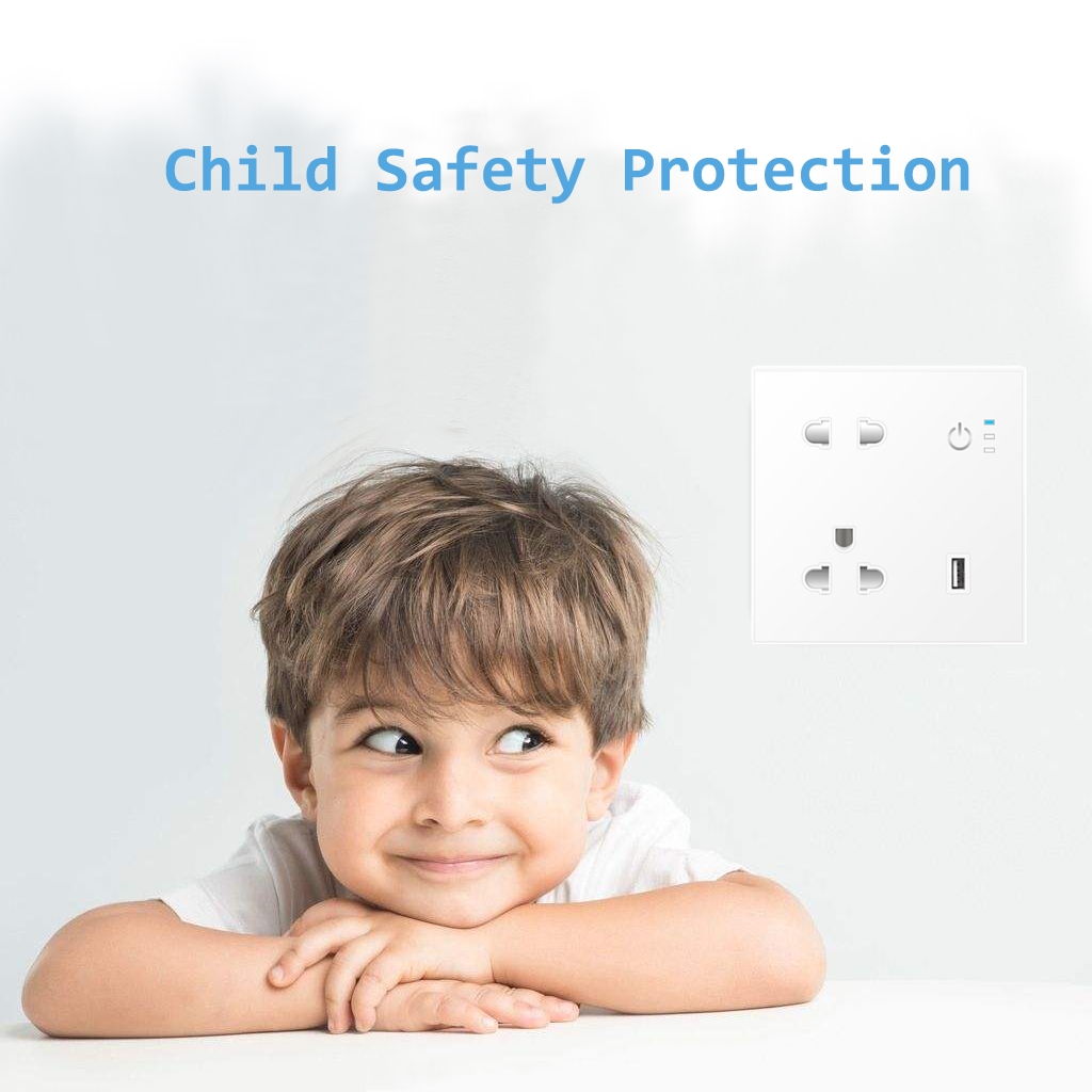 PC Fireproof 13A Smart Plug Alexa Tuya Wall Socket Security Smart Home