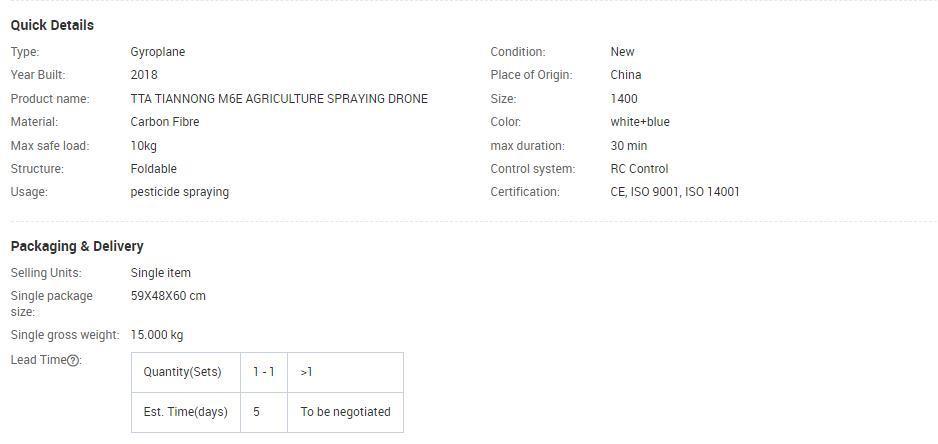 Tta M6e Agriculture Drone Professional Pesticide Sprayer Drone for Mosquito Control
