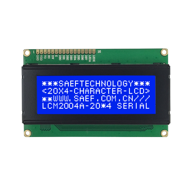 Monochrome 20x4 Character LCD Display LCM 16 Pin 8bit MPU STN Blue Negative