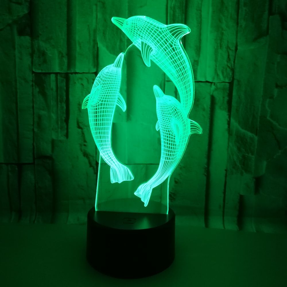 OEM animal shape Dolphin 3D Lights Holiday Gifts Colorful Remote Control LED Stereo Visual Lights