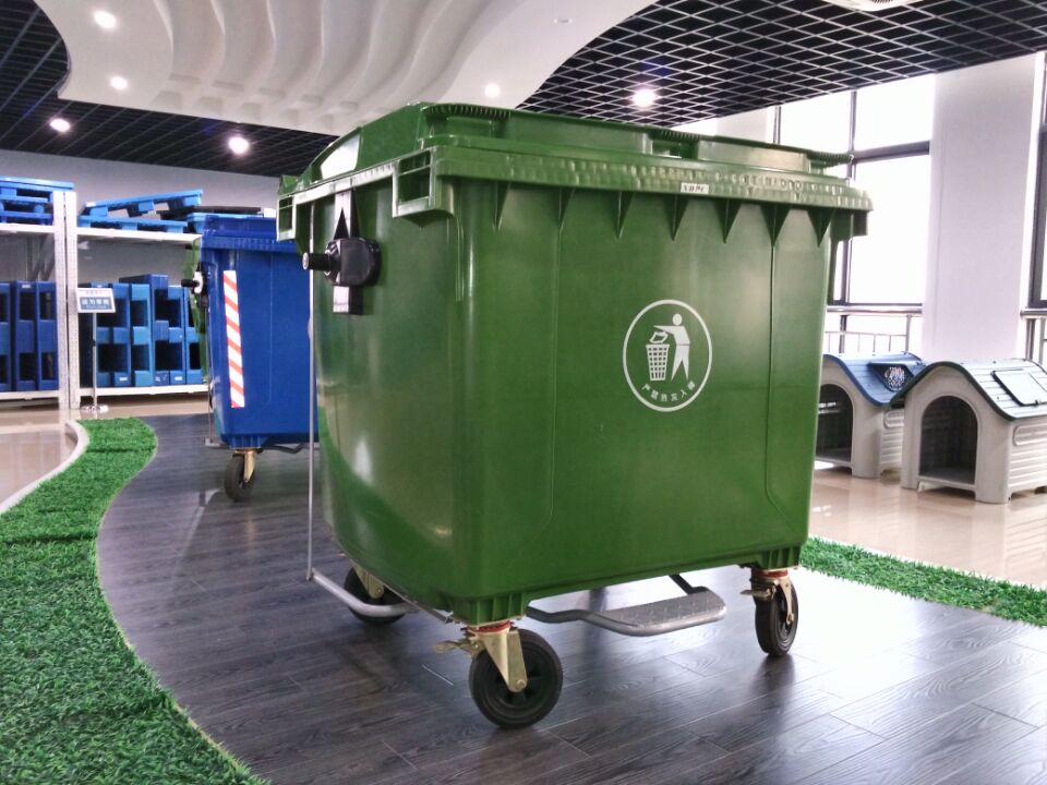 1100L wheelie mobile plastic garbage bin for residential industrial medical use
