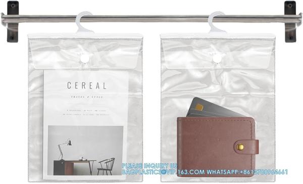 Hanging Storage Bags With Hook, 12.6 X 10 Inches Large Hook Clear Bags, School