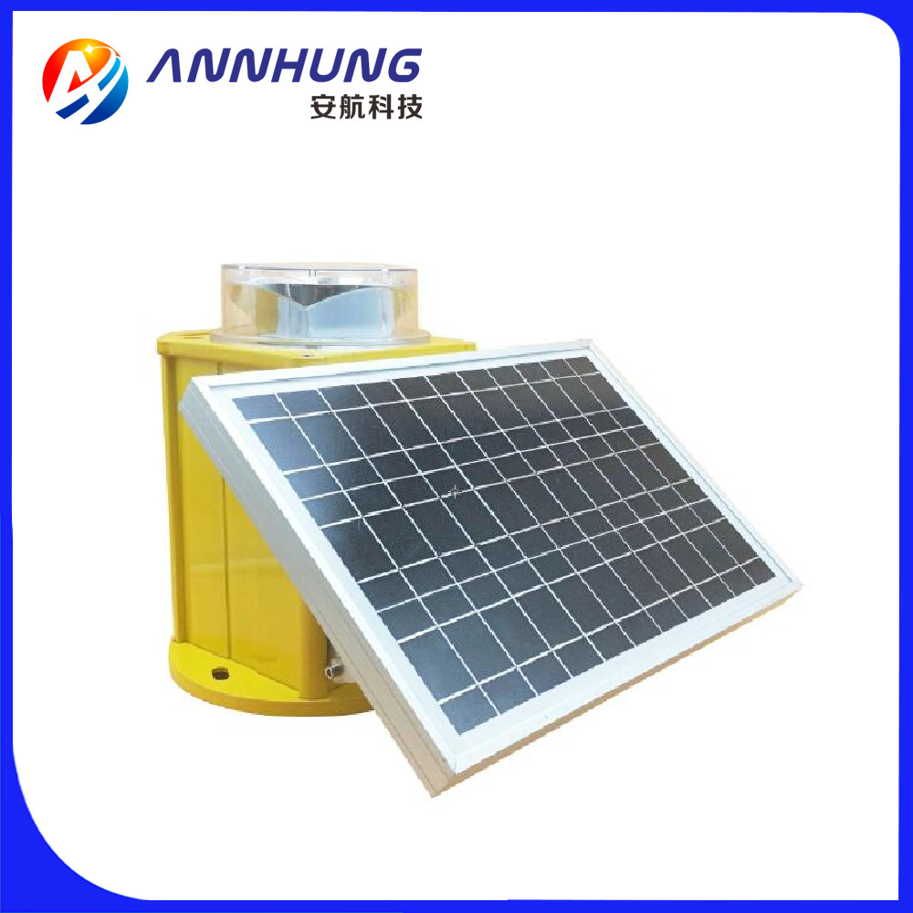 Solar Aviation Obstruction Light ICAO Red Flashing IP66 20-60FPM 2000cd Solar Tower Warning Light