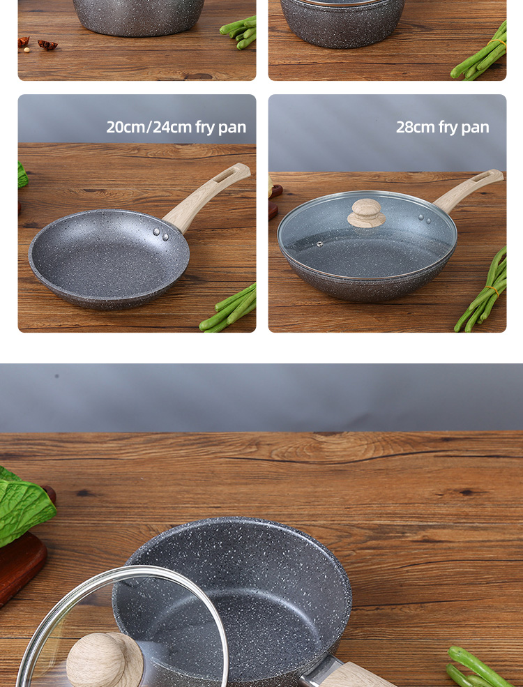 8Pcs Maifan Stone Nonstick Aluminium Cooking Pot Set Grey Color