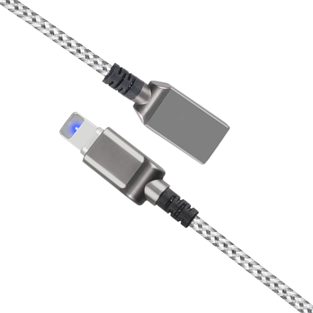 iPhone 5 6 7 Plus LED Light USB Charging Cable Zinc Alloy Metal Head OEM
