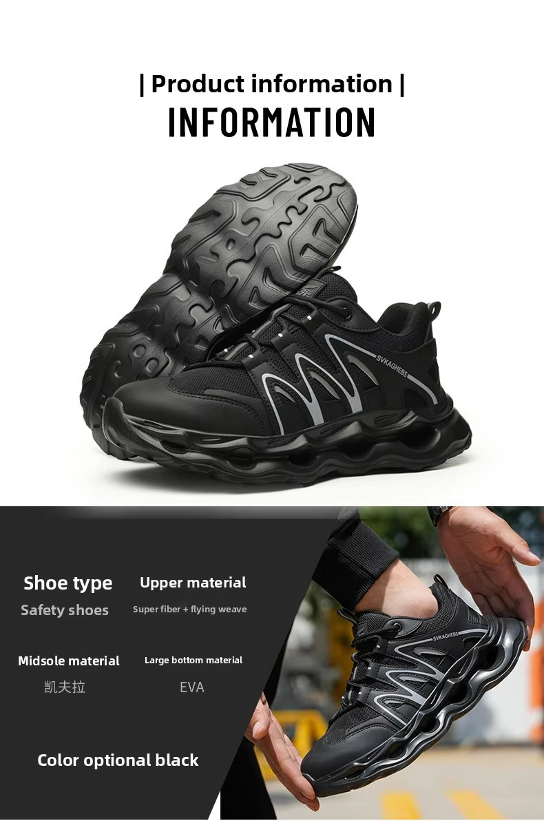 Breathable Microfiber Leather Mesh Safety Shoes Kevlar Anti-stab Work Shoes Steel Toe Anti-smashing EVA Sole
