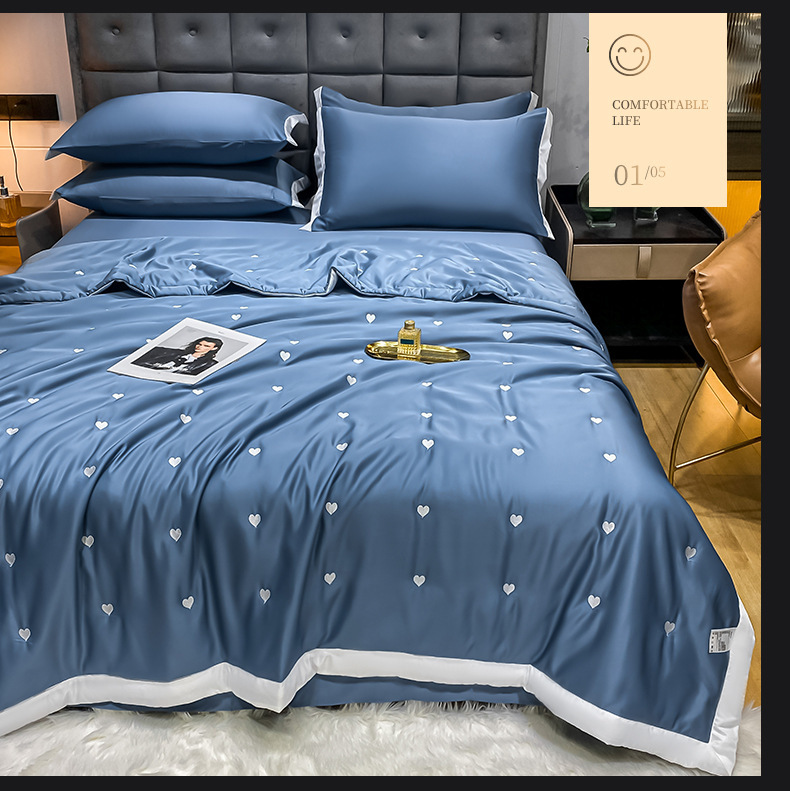Hospital Customized Size Embroidered Tencel Four-Piece Set for Cooling Summer Nights