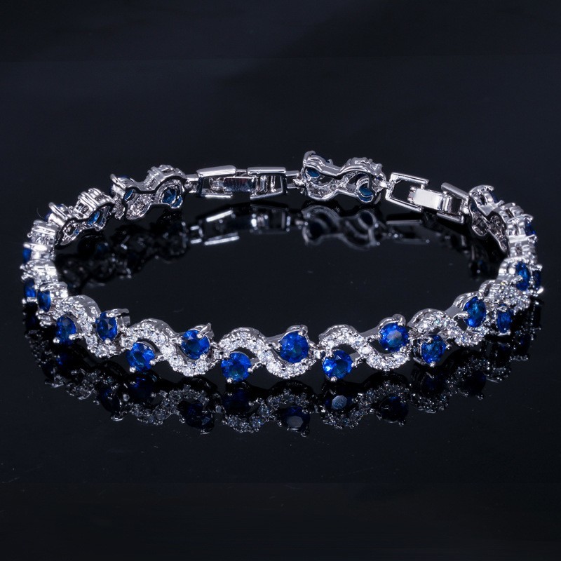 Trendy Leaf Charm Cubic Zirconia Bracelet & Bangles for Bride Bracelets Jewelry Sliver Color Clear CZ Crystal Bangles