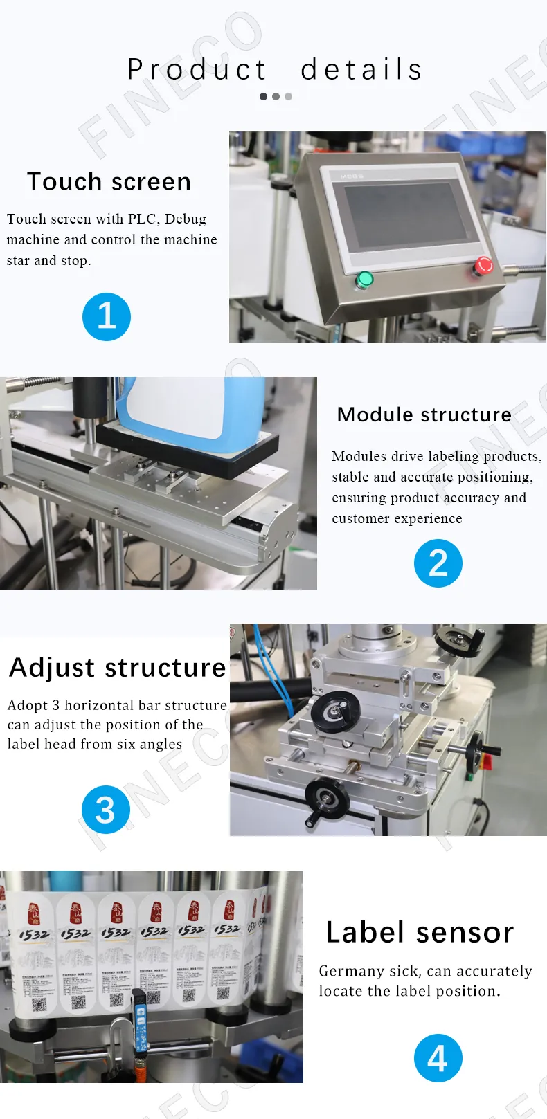 Flat Surface Bottle Sticker Label Applicator with High Precision and Tolerance ±0.5mm