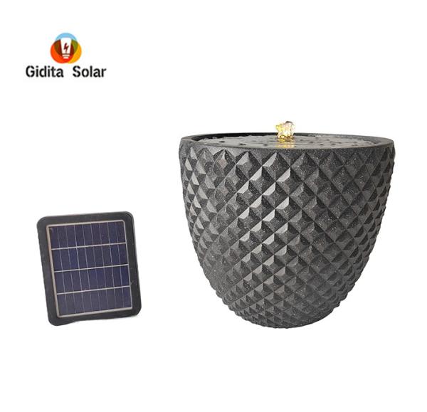 Garden Diamond Design Solar Water Fountain with 7.4V 2200mA Battery and Max Flow