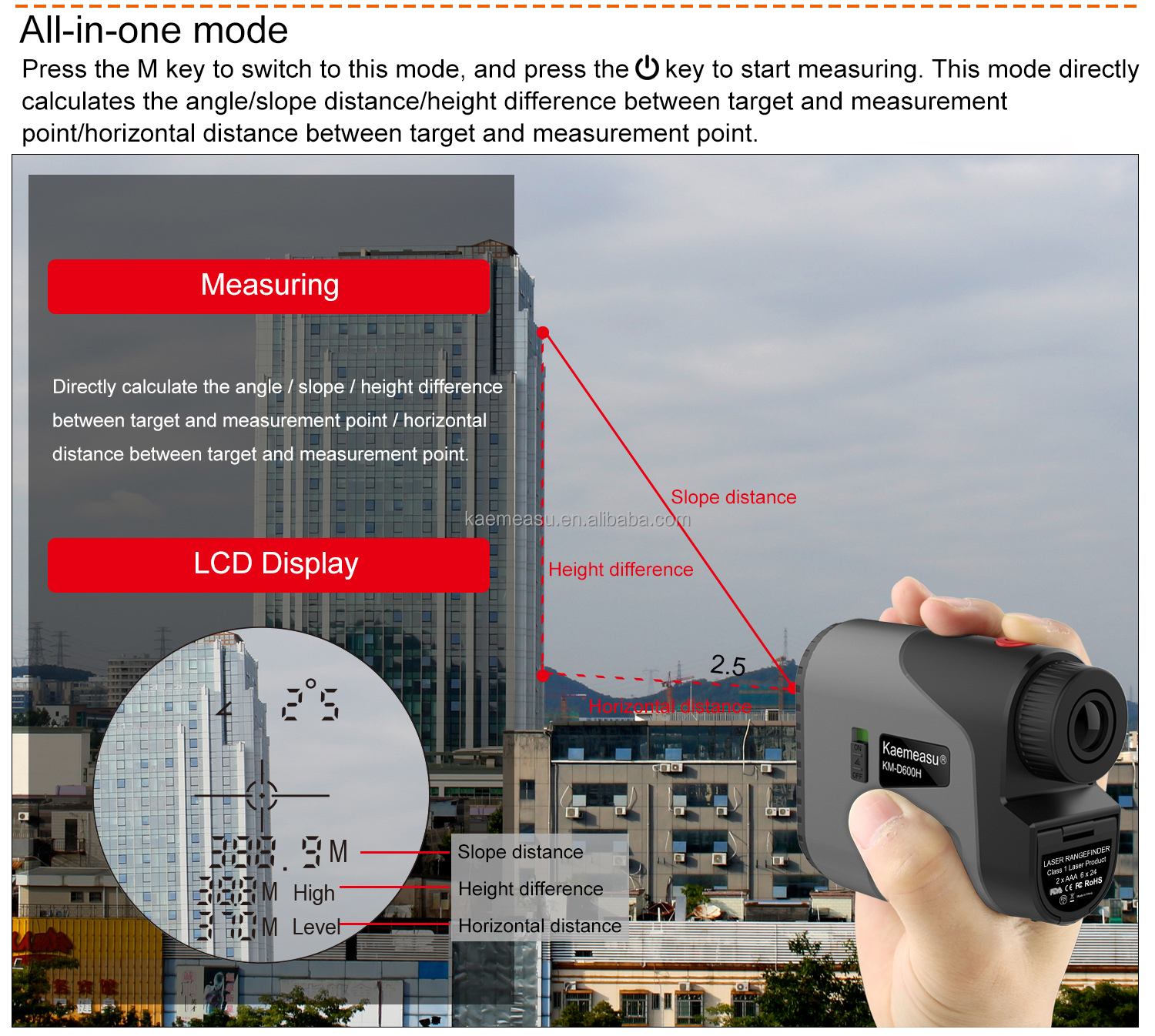 450m High Precision Rangefinder Golf Range Finder Distance Meter Laser Works Rangefinder