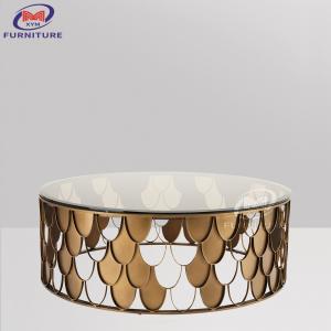  Bronze Stainless Steel Fish Scale Coffee Table Round Marble Desktop Manufactures