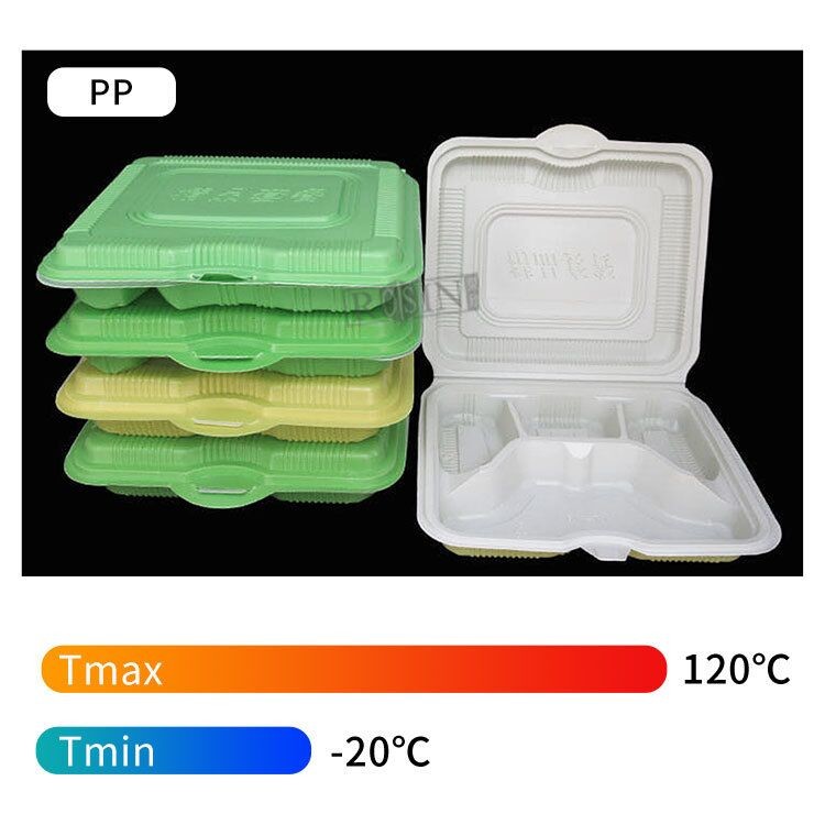 5 Compartment Plastic Takeaway Container Hinged Clamshell Lightweight