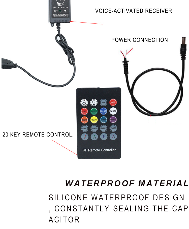 Colorful Voice Control Ambience Car Headlight Led Strip Decorative RF Rgb 5050