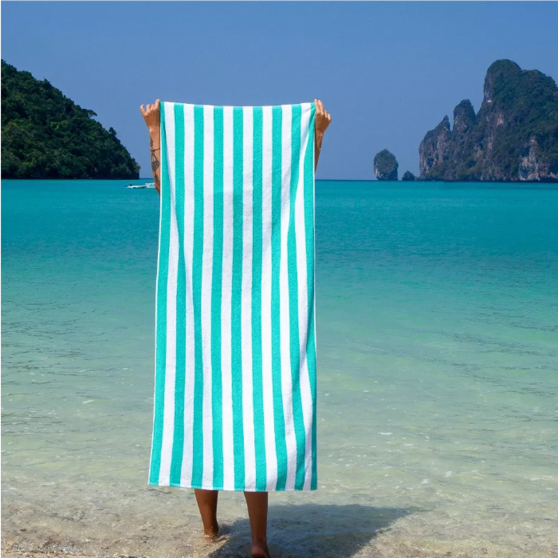Luxury Serene Stripe Cabana Towel with Plush Loop Pile for Ultimate Comfort