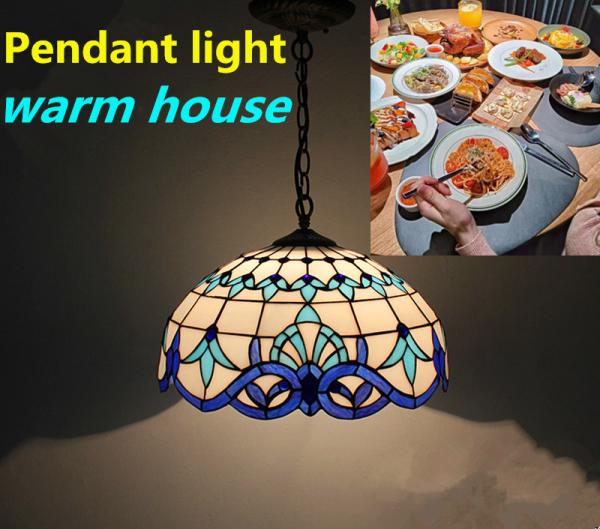 Retro Stain Pendant Light Stained Glass Victorian Hanging Light Glass Pendant