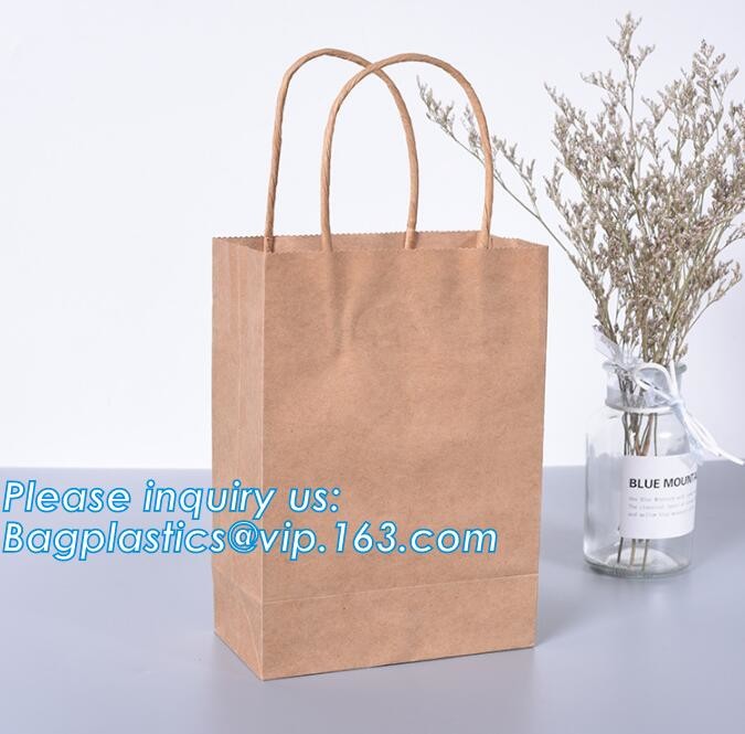Customized Red Printed Kraft Paper Shopping Bag with Ribbon Handles and Bowknot,Kraft Paper Shopping Bag with Kinds off