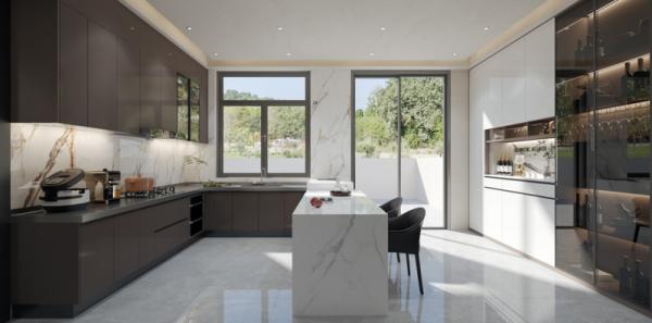 Elegant , Warm, Contemporary , And Customizable Stainless Steel Kitchen