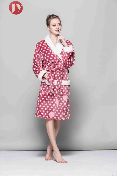 Factory Manufacture Wholesale Soft Dot Printed Flannel Fleece Women Full-Length