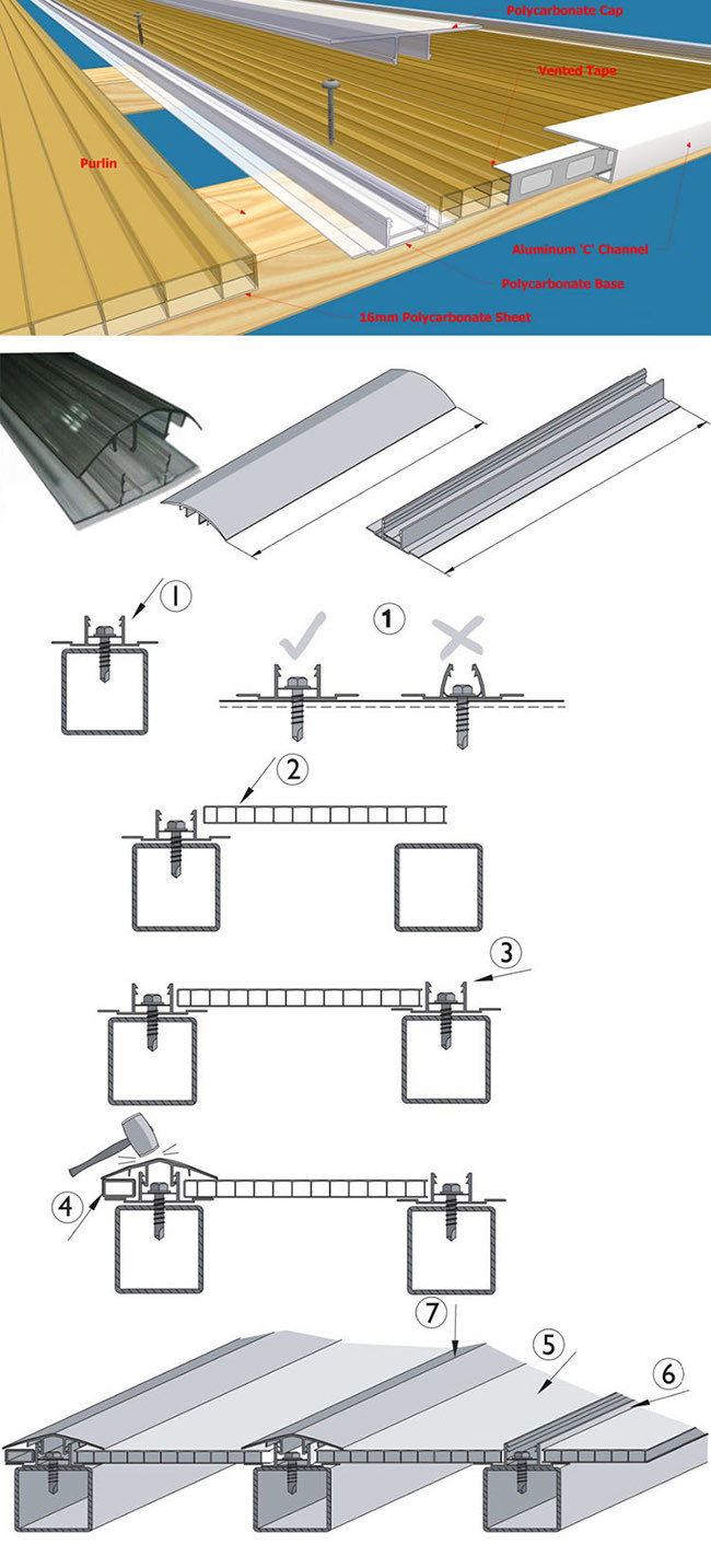 Fire Retardant Waterproof Polycarbonate F Profile
