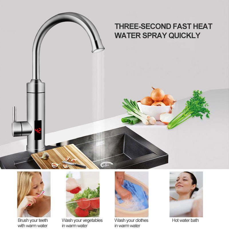 3000 Watt Digital Control Electric Faucet Anti Leakage 360 Degree Kitchen Tap EMC