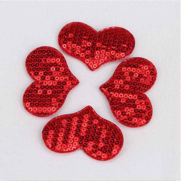 Sparkling Red Padded Hearts Embellishments Applique Crafts For Engagement