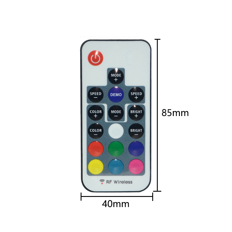 USB Interface Powered LED Mini Controller With 17 Keys RF Wireless Remote Control