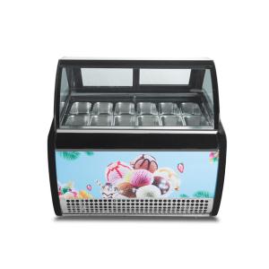  12 Flavors Double Row Stainless Steel Pans Ice Cream Display Freezer Manufactures