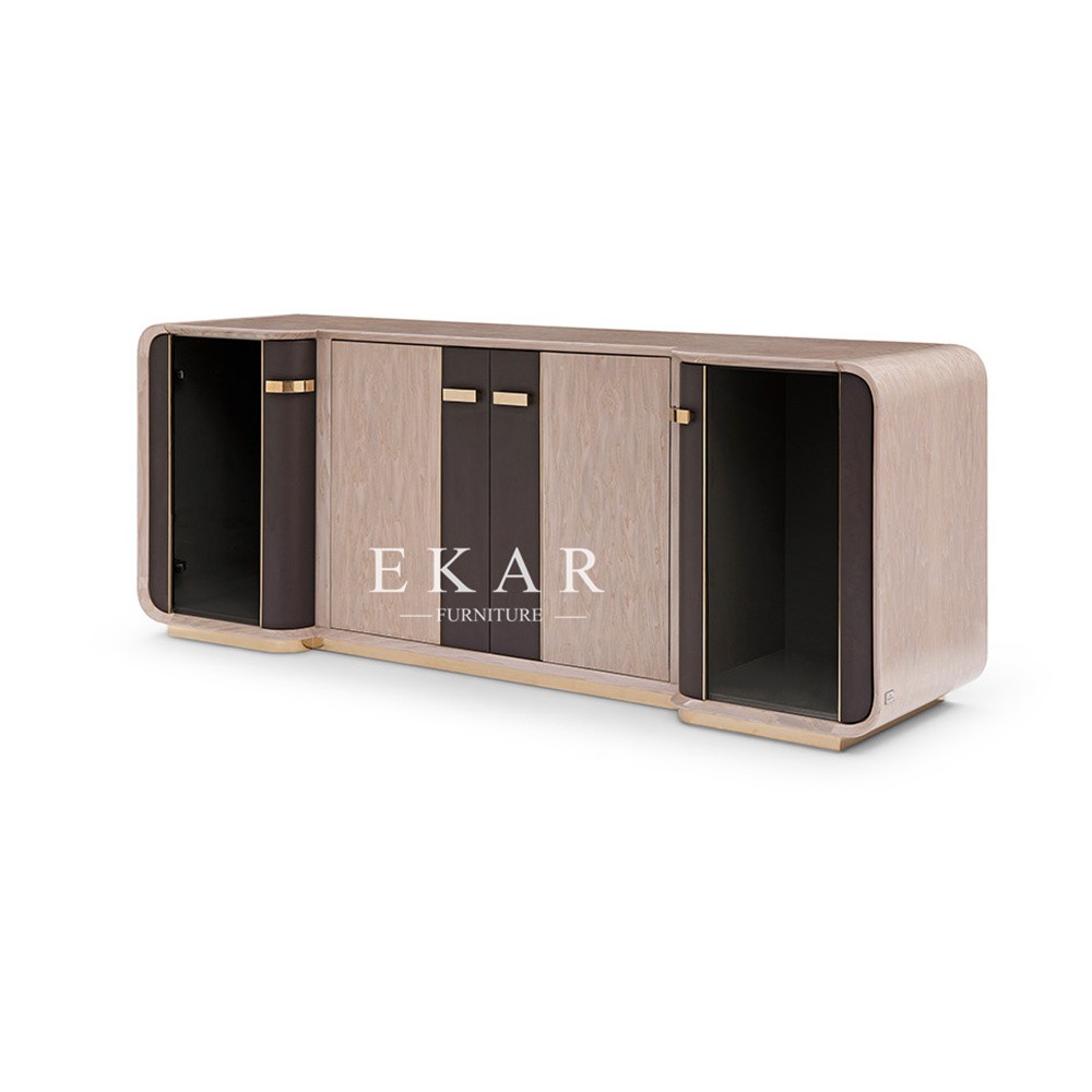 Modern Dining Room Cabinet Italian Design Veneer High Gloss Sideboard W006D7