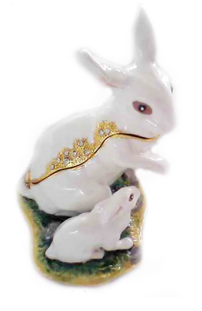 Rabbit Trinket Box Bunny Jewelry Boxes Cony Rabbit Enameled Trinket Box Organizers Animals Figures Gift Necklace Holder