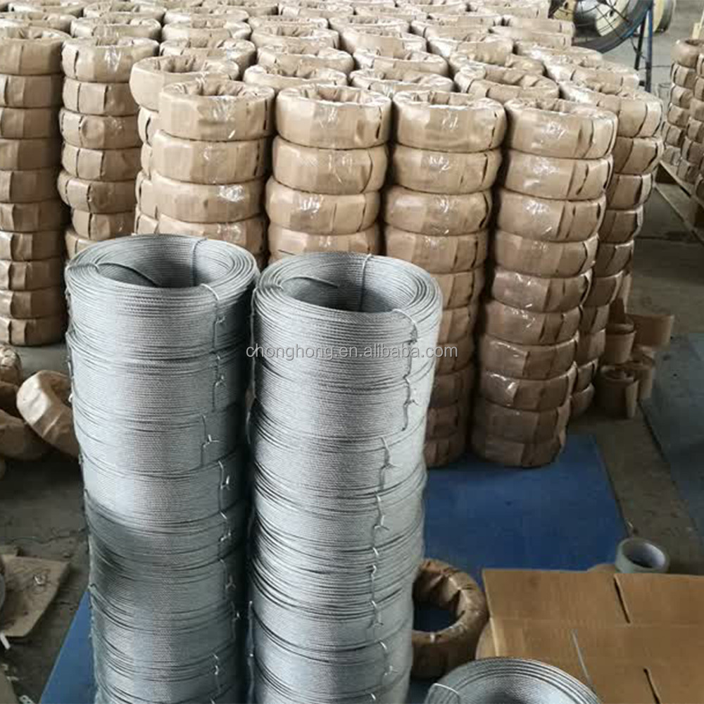 Hot-Dipped Galvanized Aircraft Cable MIL-DTL-83420 2000N/MM2 7x19 Steel Wire Rope 3/32'' reels with 2.000 m/each and Made