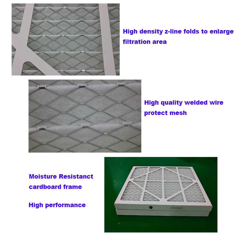G4 Frame Industrial Cardboard Air Pre Filter Pleated Panel Air Filter