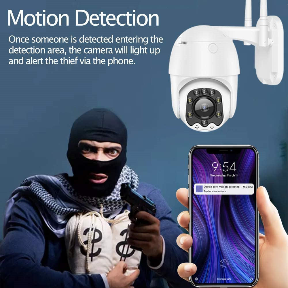 IP66 Wifi Camera Wireless Security Dome IP Camera Home Wi-Fi Pan Tilt Night Vision