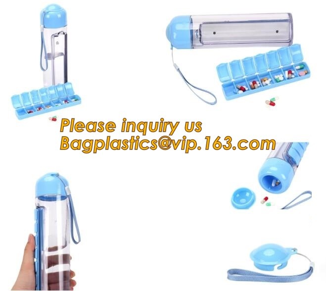 Travel Water bottle, Pill reminder modern pill box white oem, funny pill box with timer alarm decorate, water bottle box