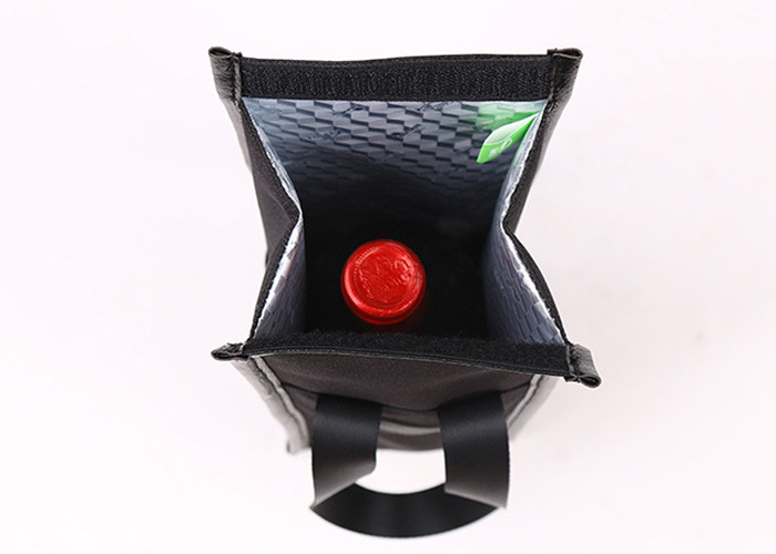 Vegan Leather Black Wine Cooler Bags For Gift Champagne Cooler Bag OEM