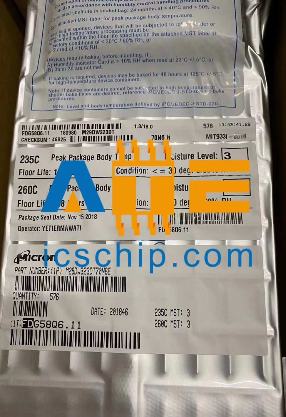 M29DW323 M29DW323DT70N6 Micron FLASH NOR Memory Integrated circuits IC TSOP48 Electronic components