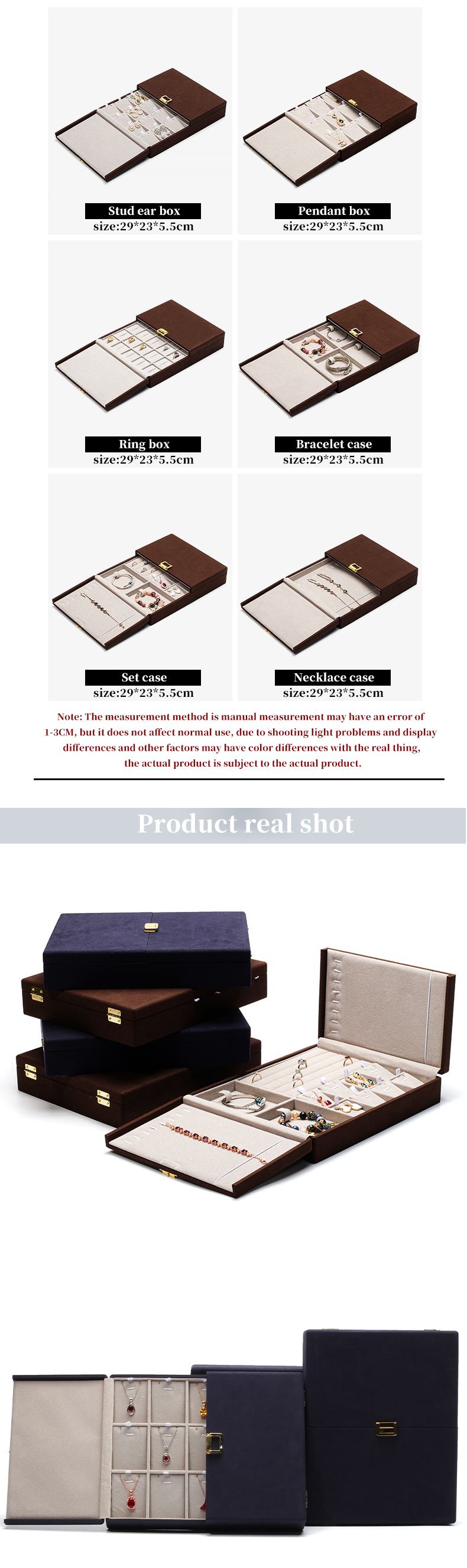 Blue Microfiber Leather Jewelry Gift Boxes Custom Jewelry Packaging 29x23x5cm