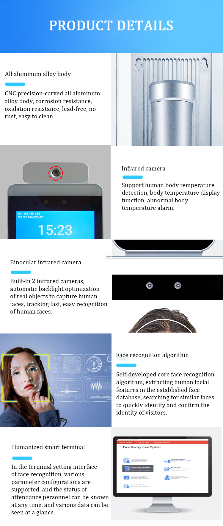 HFSecurity RA08T-M Face Recognition Time Attendance Free Sofware