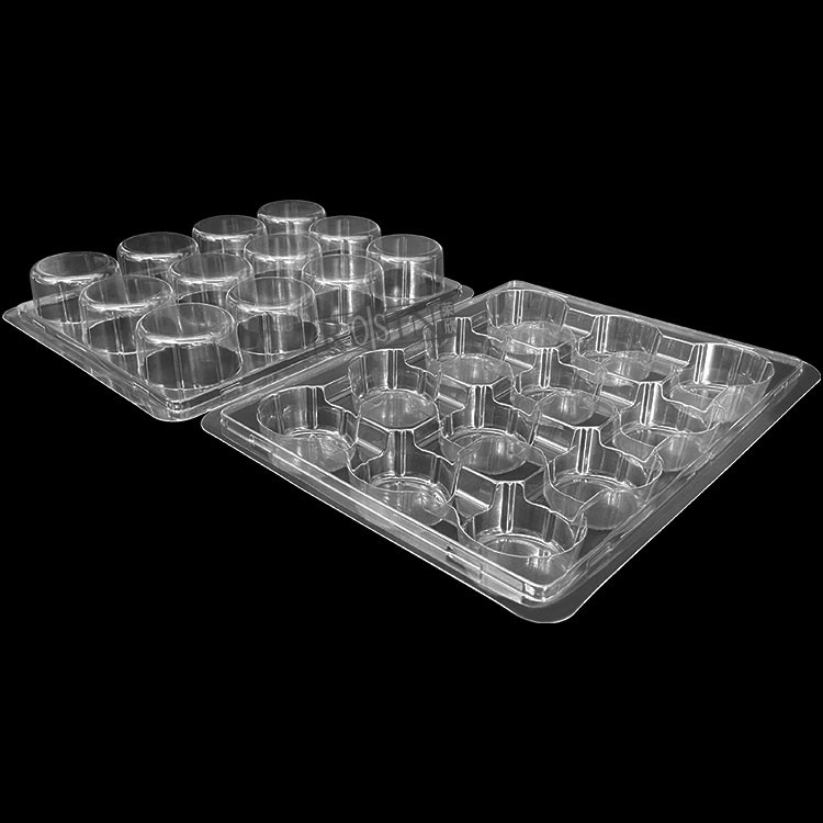 Disposable 12 Hole Clear Mini Cupcake Containers PET Plastic With Snap On Lid