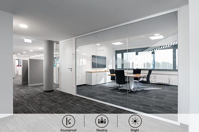 Demountable Aluminum Glass Partition Wall System With Electrical Lock For Office