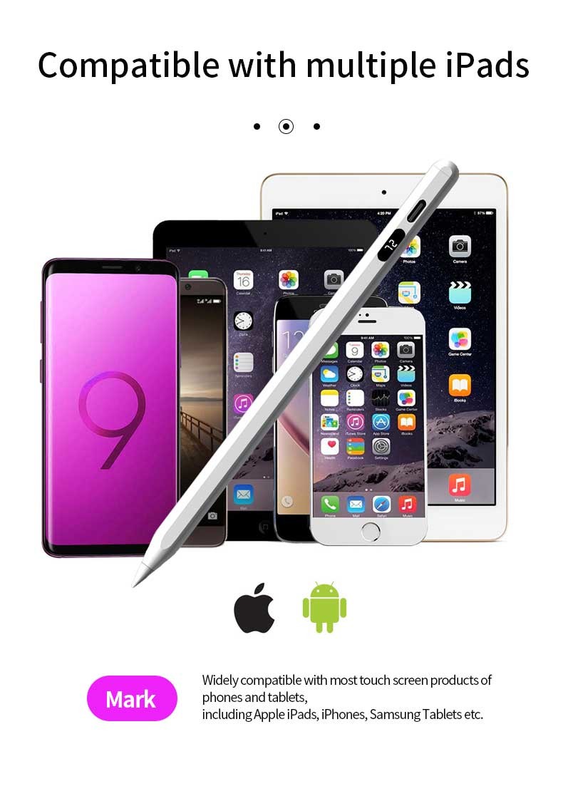 Aluminum Silicone Tablet Stylus Pencil Column No Delay Stylus Pen For Ipad