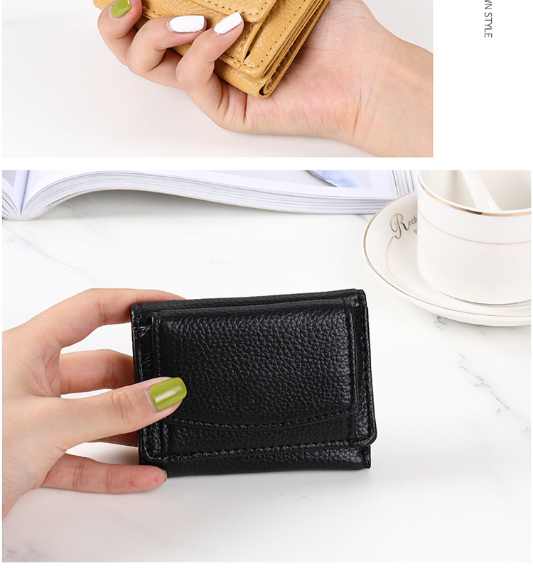 Solid Color Women's Mini Credit Card Holder Leather Coin Purse Wallet For Daily Life