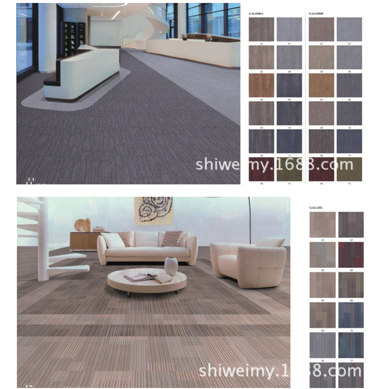 Striped gradient color Nylon 66 carpet tile for Hotel/office