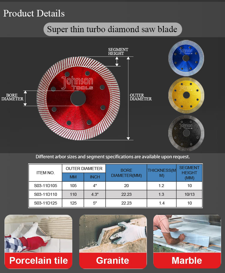 4Inch Turbo Super Thin Ceramic Dry Cutting Disc Porcelain Tile Stone Diamond Saw Blade
