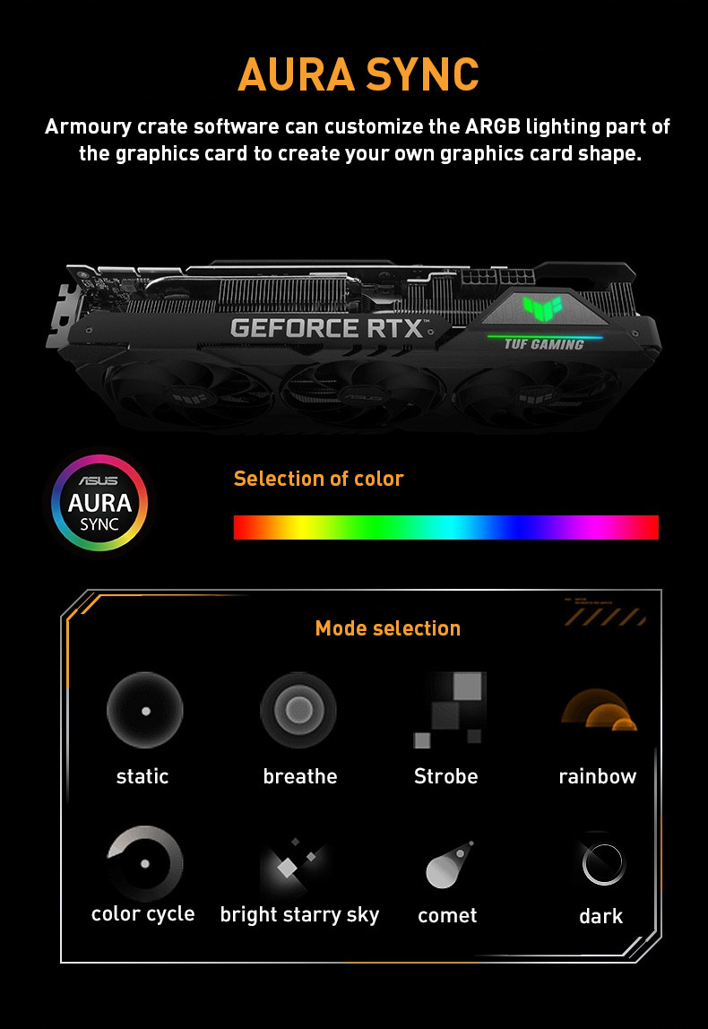 ASUS NVIDIA TUF-RTX3070-O8G-V2-GAMING 256bit GDDR6 Desktop Graphics Card