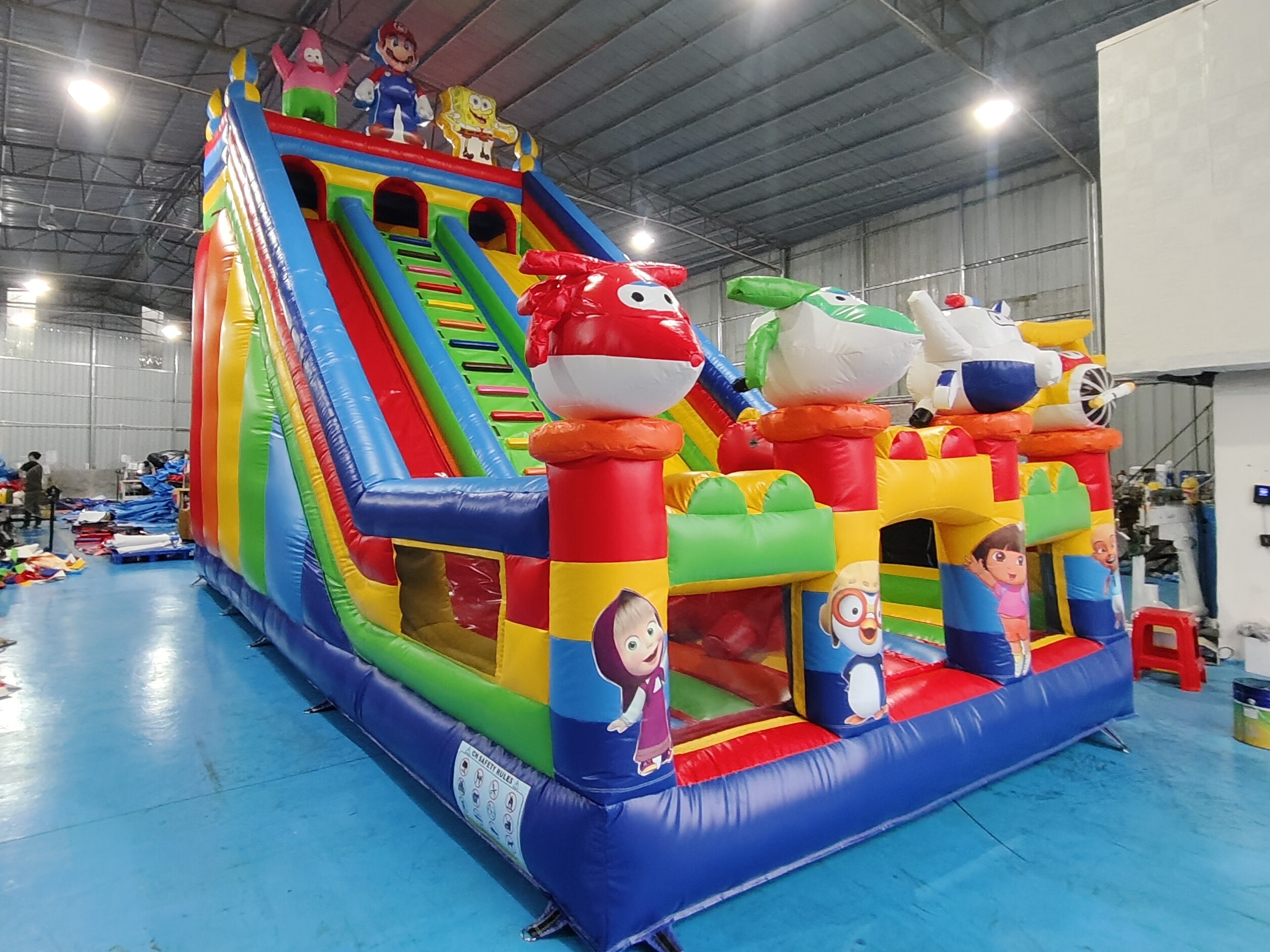 Commercial Pvc Tarpaulin Inflatable Slides Cartoon Characters Inflatable Water Slides Castle For Kids And Adults