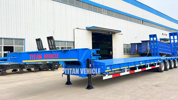TITAN 4 Axle 100 Tons Semi Lowbed Trailer Low Bed Truck Lowboy Lowloader Trailer for Sale