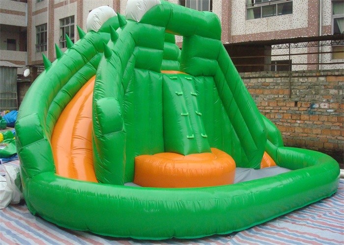 Mini Commercial Inflatable Slide With Climbing Wall , Frog Style Inflatable Pool Slide