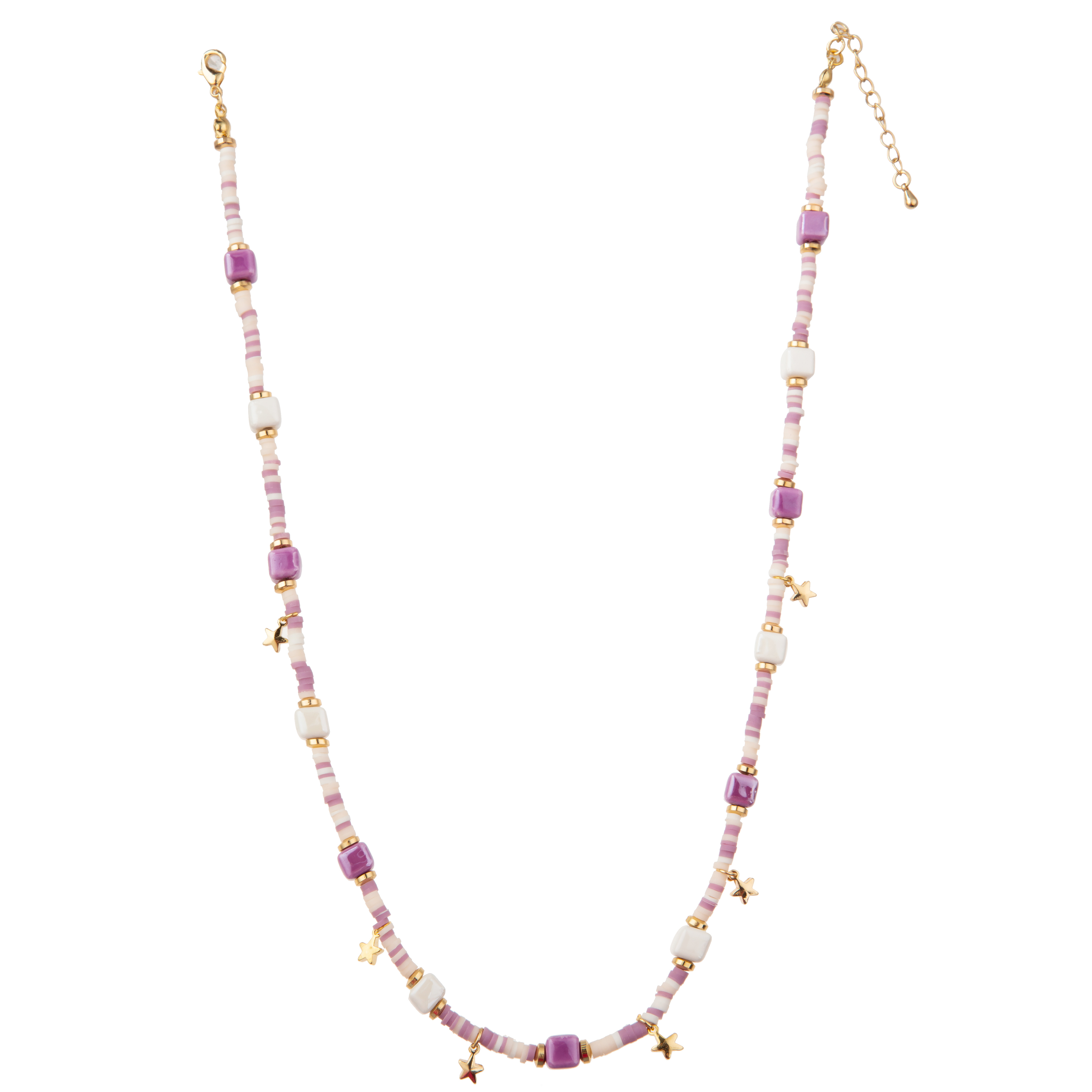 Multicolor Beaded 14K Gold-Plated Chain Link Necklace with Butterfly/Flower/Heart/Shell/Star Pendant